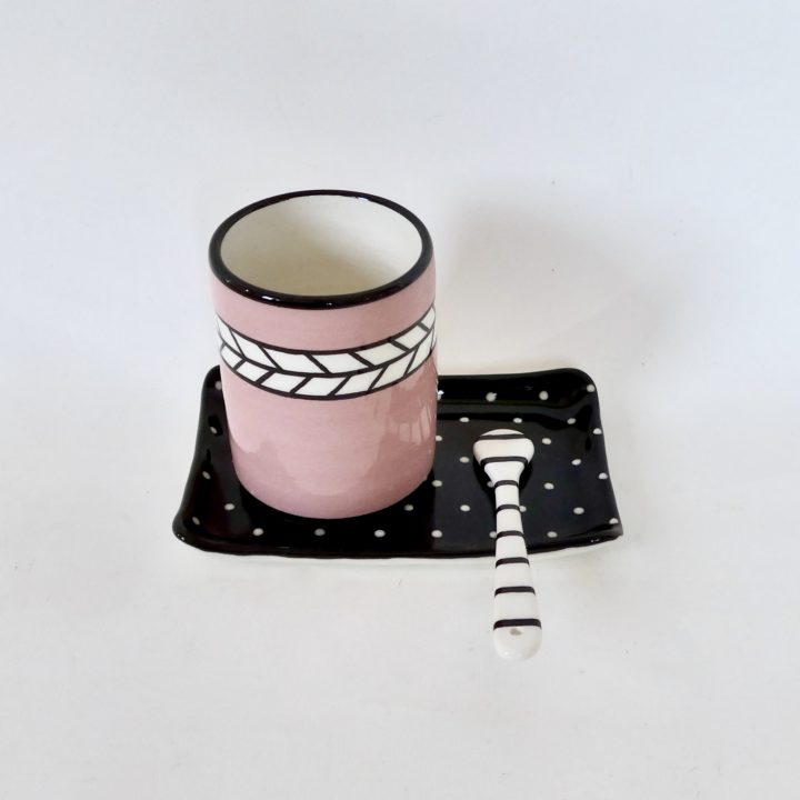 mug rose et coupelle